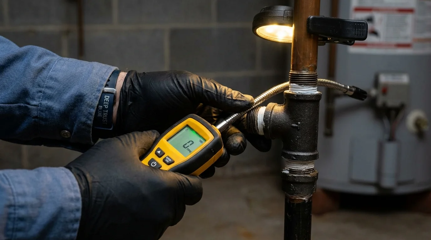 Gas leak detection with electronic sniffer by Johns Plumbing LLC in Sunflower